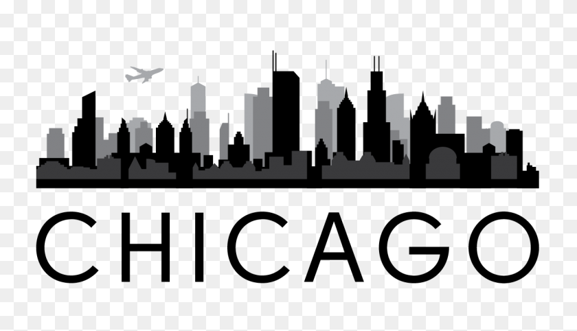 1200x650 Ladies V Neck - Chicago Skyline Clipart