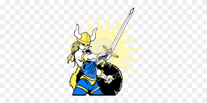 321x361 Lady Viking With Sword - Viking Sword Clipart
