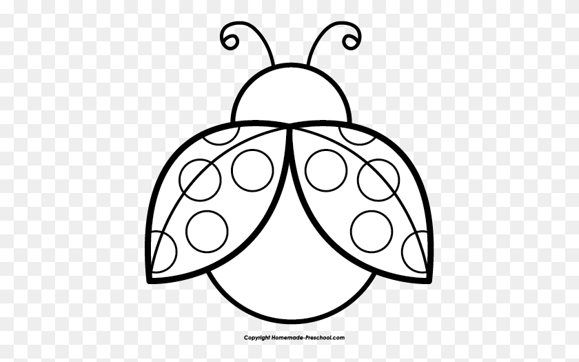 421x465 Ladybug Clipart Butterfly - Butterfly Clipart Black And White Outline