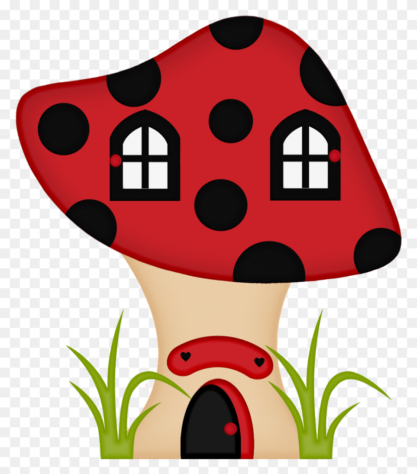 900x1032 Ladybug Clipart Mushroom - Red Folder Clipart