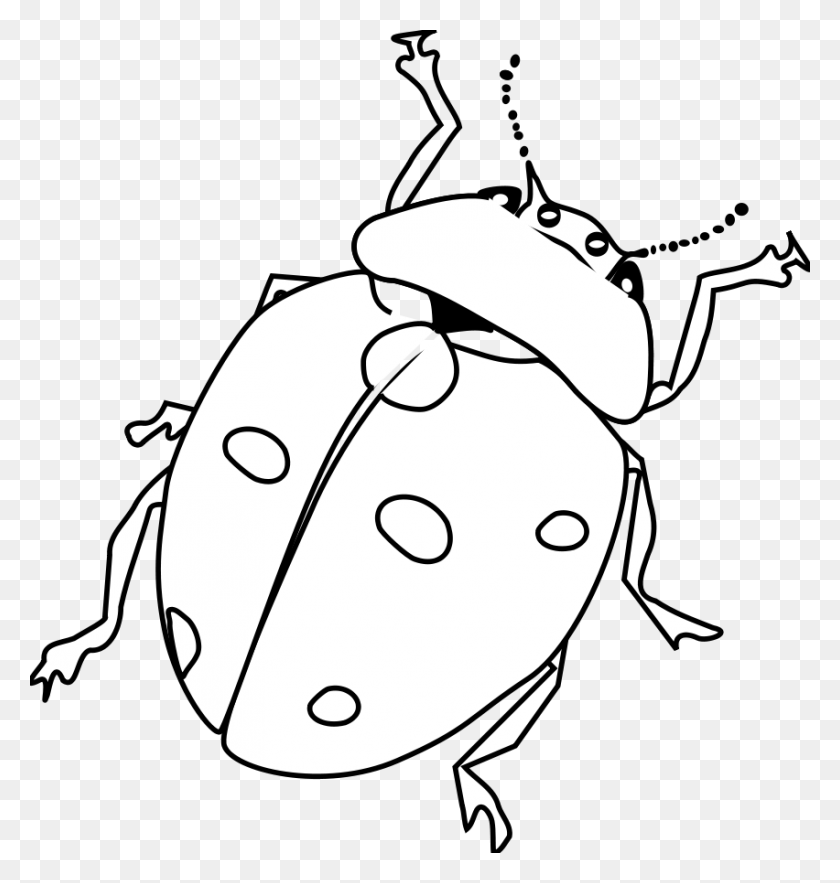 852x900 Ladybug Line Art Clipart Png For Web - Lady Bug Clipart Black And White