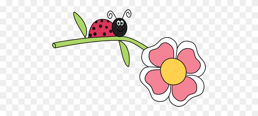 500x317 Ladybug On A Flower Clip Art - Making Friends Clipart