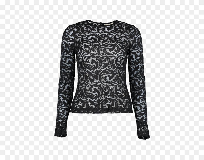 400x600 L'agence Long Sleeve Annika Lace Blouse In Black A K Rikk - White Lace PNG