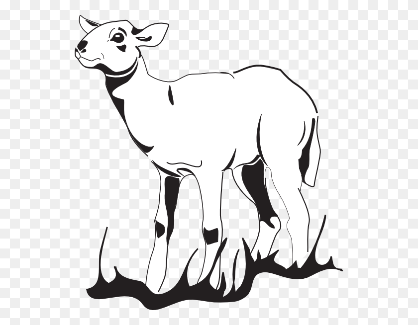 540x594 Lamb In The Grass Clip Art - Grass Clipart Black And White