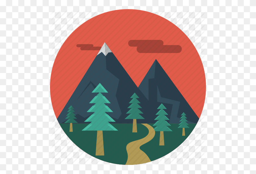 512x512 Landscape, Moutain, Pine Trees, Trees Icon - Moutain PNG