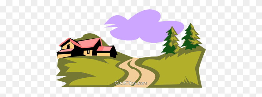 480x251 Landscapecountry Setting Royalty Free Vector Clip Art - Country Road Clipart