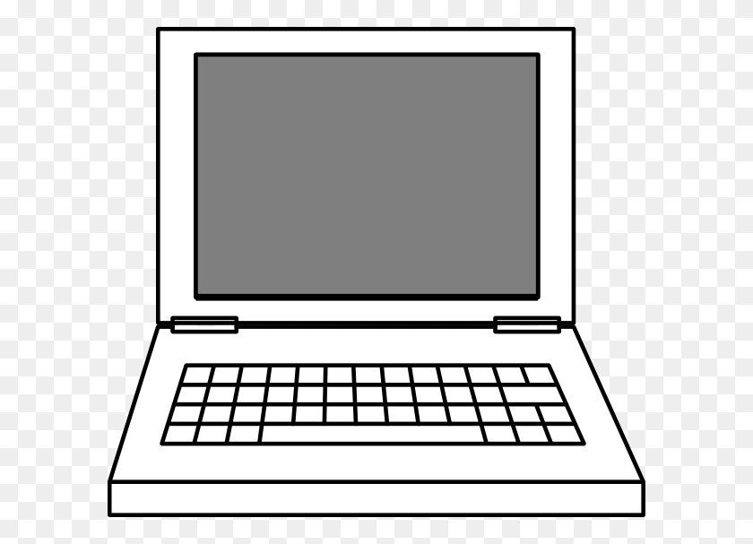 600x547 Laptop Clip Art Black And White - Computer Clipart Black And White