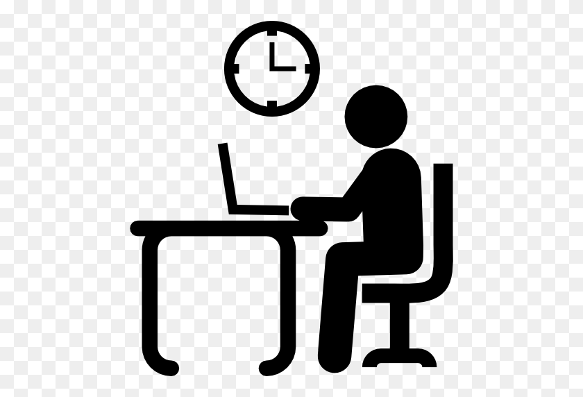 512x512 Laptop, Clock, Desk, Humanpictos, Man, Sitting, Study, Studying - Person Studying Clipart