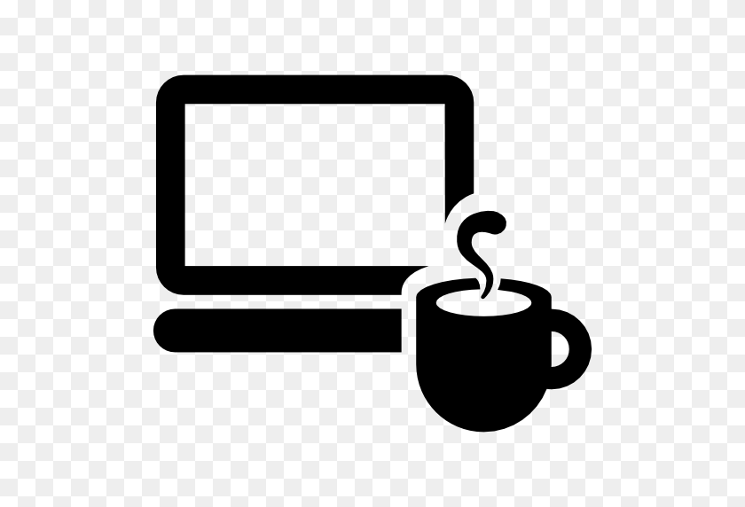 512x512 Laptop, Computer, Coffee, Screen, Working, Business, Work Icon - Coffee Cup Clipart PNG