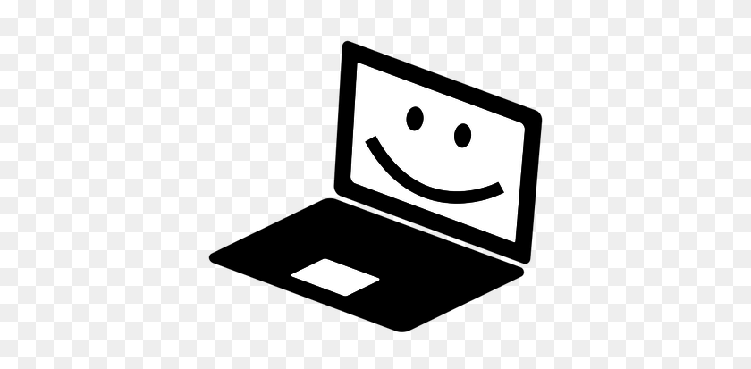 500x353 Laptop Icon With A Smile On The Screen Vector Clip Art Public - Screen Printing Clipart