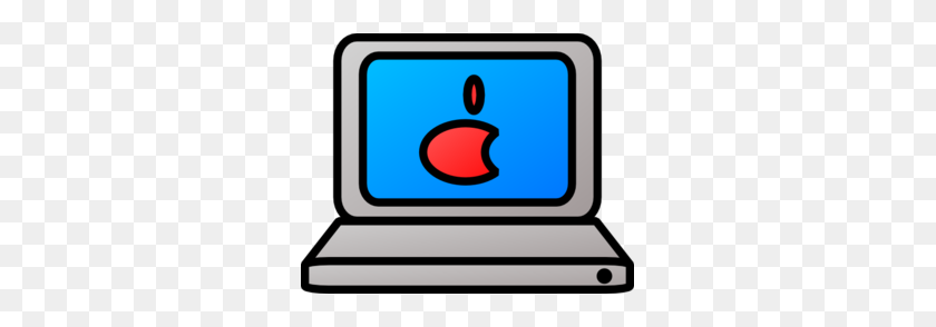 299x234 Laptop With Apple On Screen Clip Art - Laptop Clipart