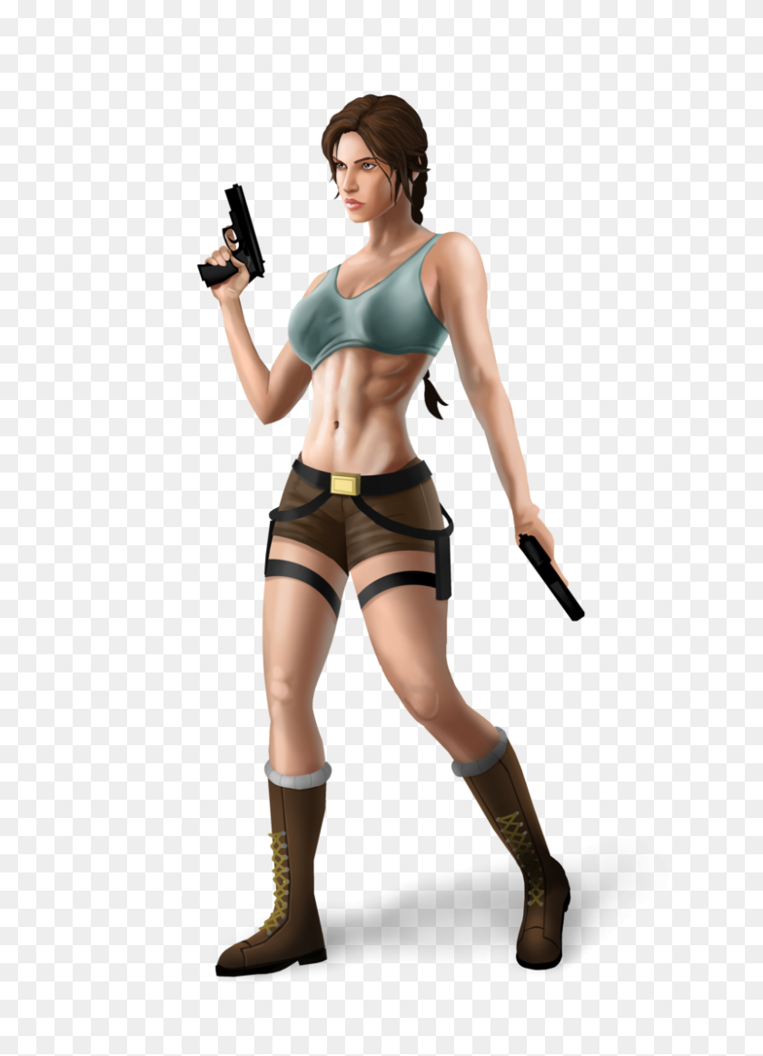 800x1131 Lara Croft Tomb Raider Con Armas De Fuego Imagen Png - Lara Croft Png