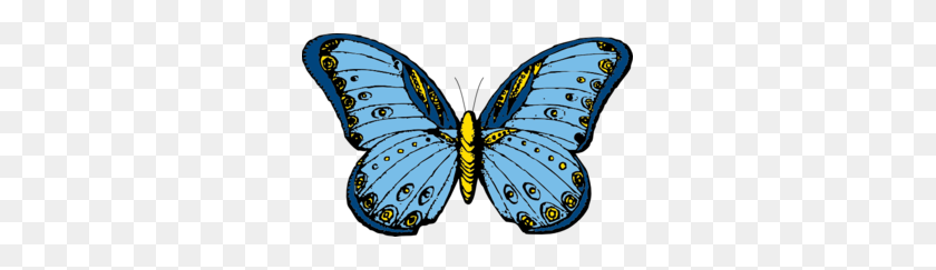 297x183 Large Blue Butterfly Clip Art - Butterfly Border Clipart