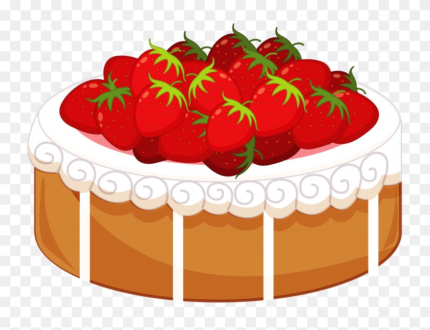 3503x2630 Large Cake Plate - Strawberry Cake Clipart