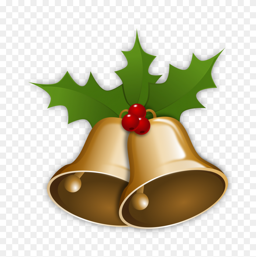 2391x2400 Large Christmas Bell With Holly Png Clip Art Image Christmas - Hazelnut Clipart
