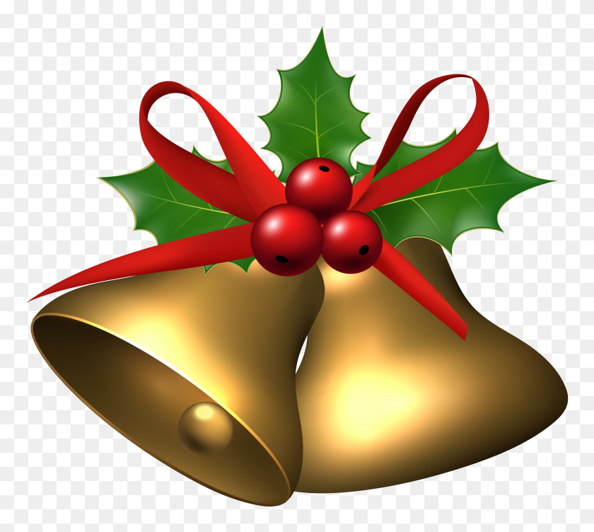 7620x6769 Large Christmas Bells With Holly Png Clip Art Gallery - Large Clipart