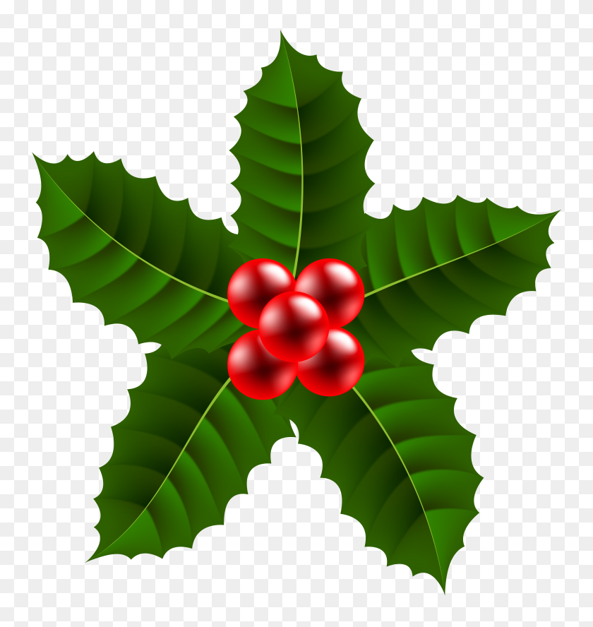 7087x7532 Large Christmas Holly Png Clip Art - Christmas Holly Clipart