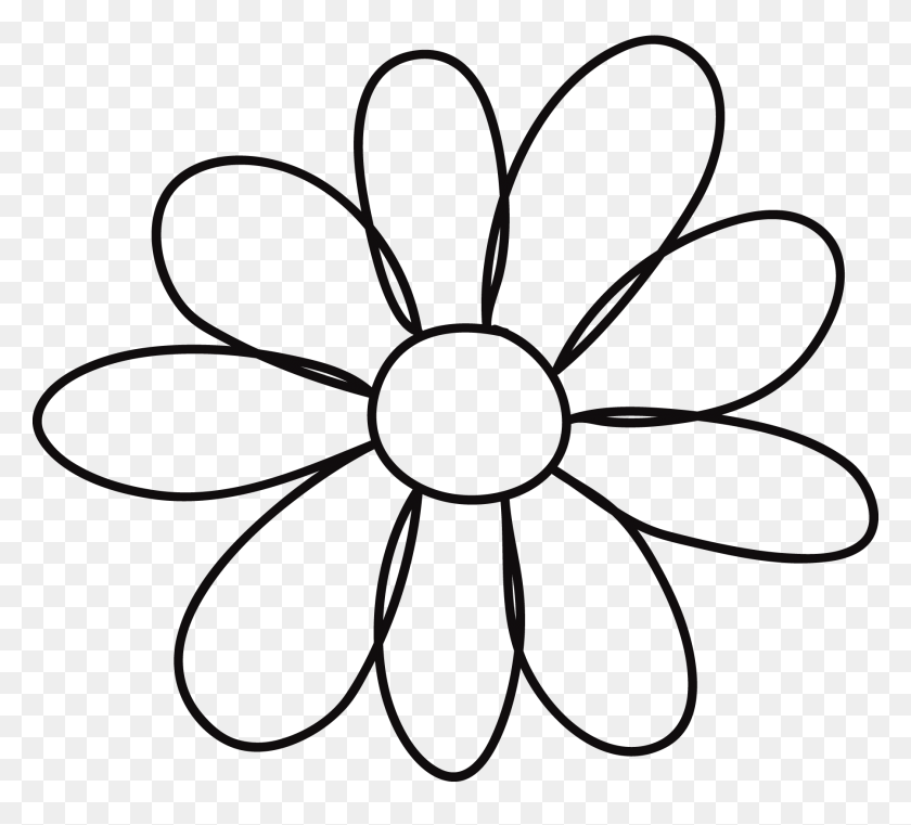 1800x1618 Шаблон Большого Лепестка Цветка - Черно-Белый Клипарт Ромашки