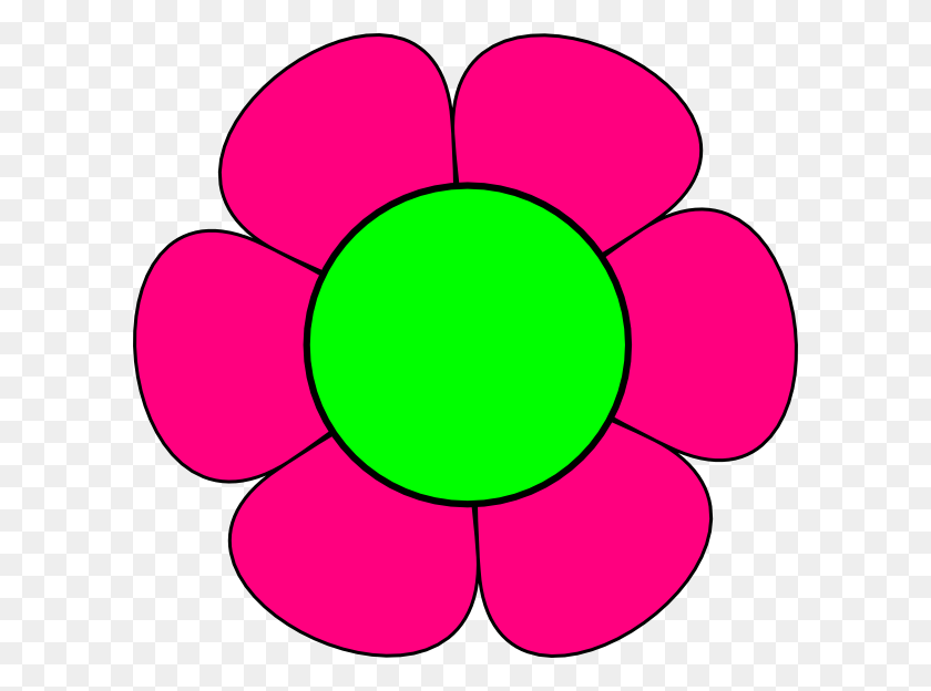 600x564 Large Green And Pink Flower Clip Art - Large Clipart
