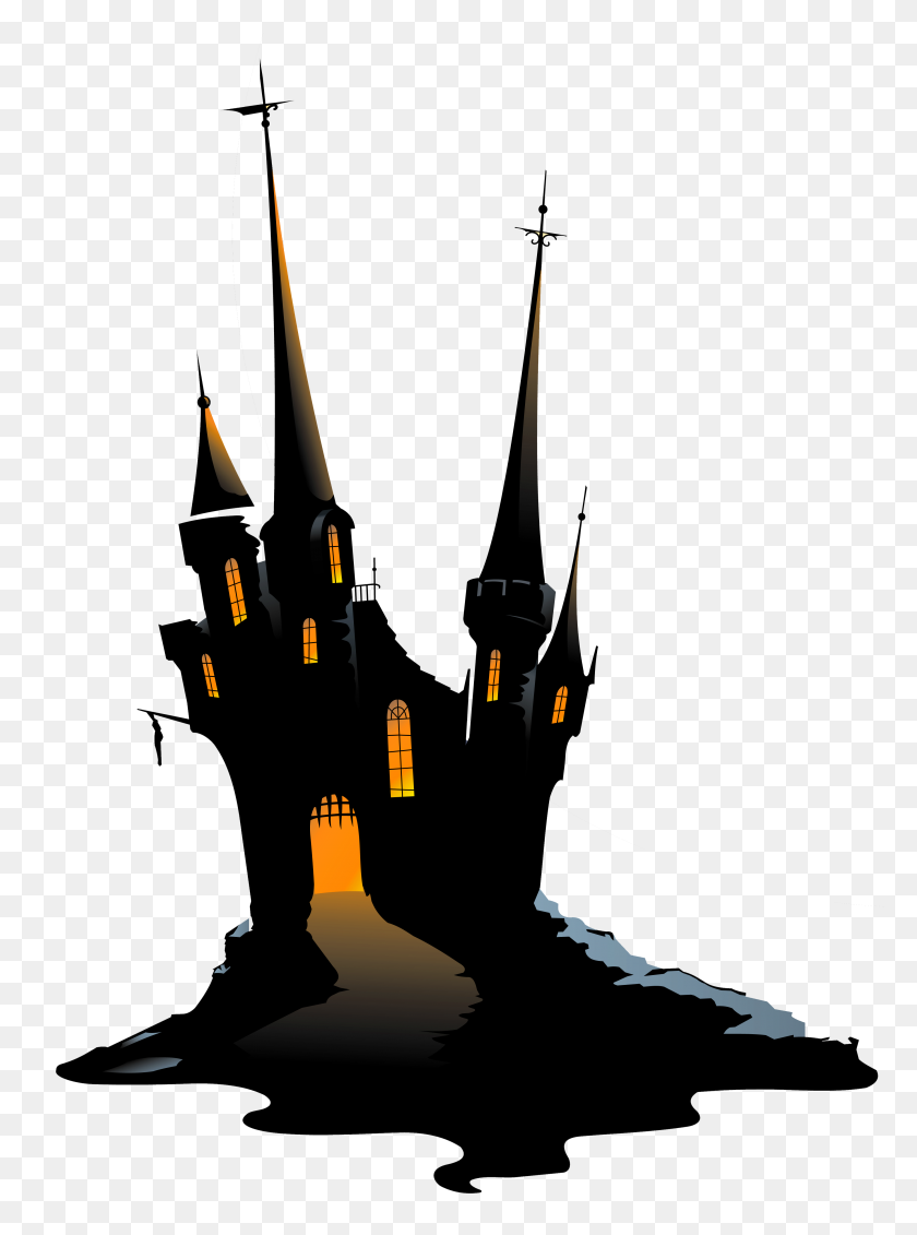 3473x4773 Large Haunted Castle Png - Witch Silhouette PNG