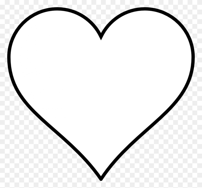 800x742 Большой Шаблон Сердца Для Печати Черно-Белое Сердце Картинки - Конверт Клипарт Черно-Белый