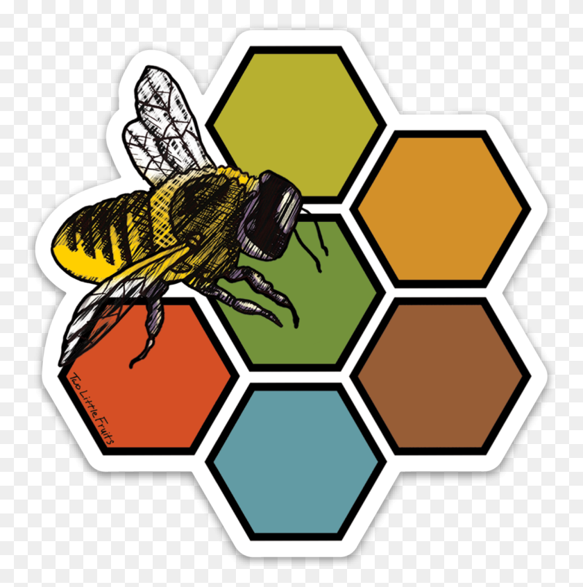 765x786 Large Honey Bee And Honeycomb Decal Two Little Fruits - Honeycomb PNG