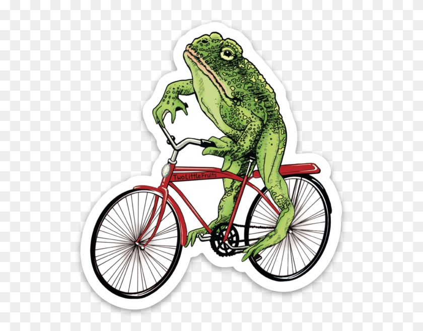 547x597 Large Toad On Bicycle Die Cut Sticker Two Little Fruits - Toad PNG