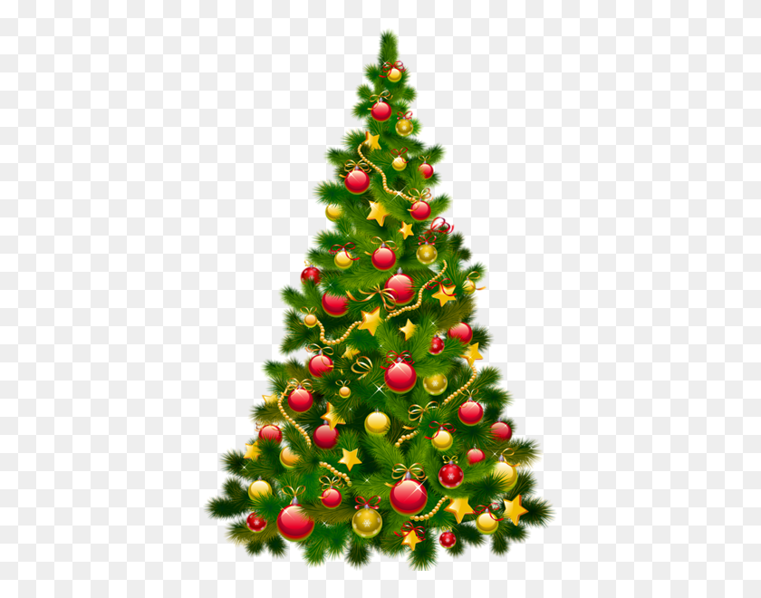 391x600 Large Transparent Christmas Tree With Ornaments Clipart - PNG Christmas Tree