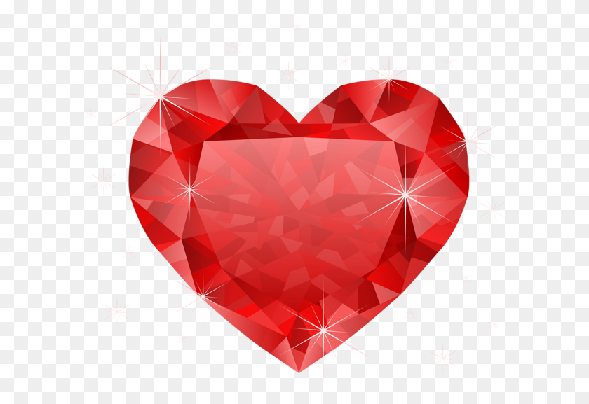 600x517 Large Transparent Diamond Red Heart Png Gallery - Red Heart PNG