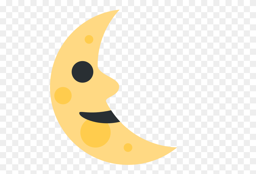 512x512 Last Quarter Moon Face Emoji - Moon Emoji PNG