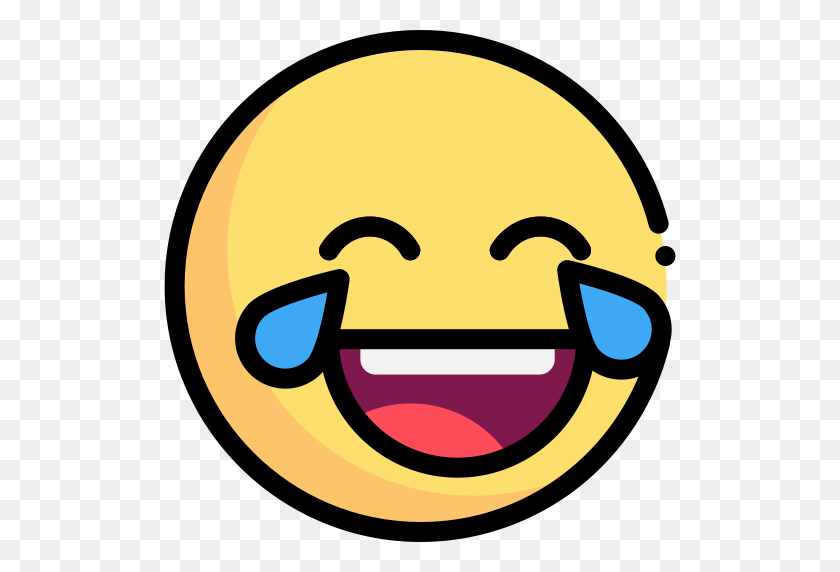 512x512 Laugh And Cry, Linear, Flat Icon With Png And Vector Format - Crying Laughing Emoji PNG