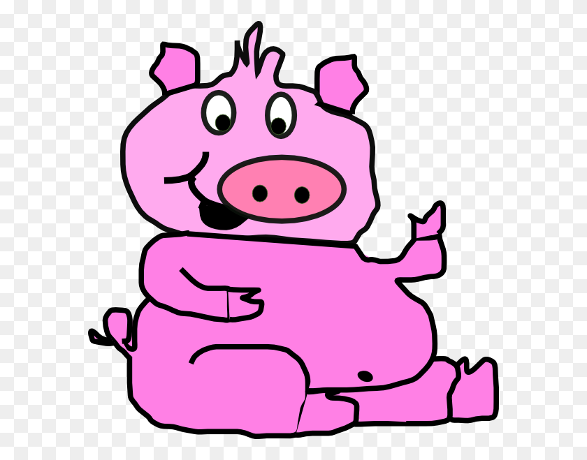 588x599 Laughing Pig Clip Art Free Vector - Pig Clip Art