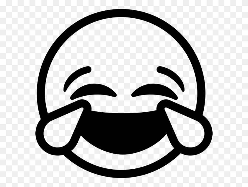 600x573 Laughing Tears Emoji Sello De Goma De La Meta Personal - Blanco Y Negro De Imágenes Prediseñadas De Emoji