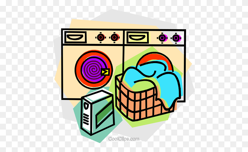 480x456 Laundry Machines With Laundry Royalty Free Vector Clip Art - Washer Dryer Clipart