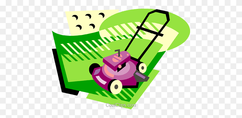 480x350 Lawn Mower Royalty Free Vector Clip Art Illustration - Mowing Grass Clipart