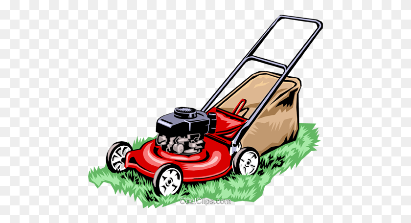 480x396 Lawn Mower Royalty Free Vector Clip Art Illustration - Mowing Grass Clipart