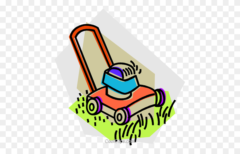 457x480 Lawn Mower Royalty Free Vector Clip Art Illustration - Mowing Grass Clipart