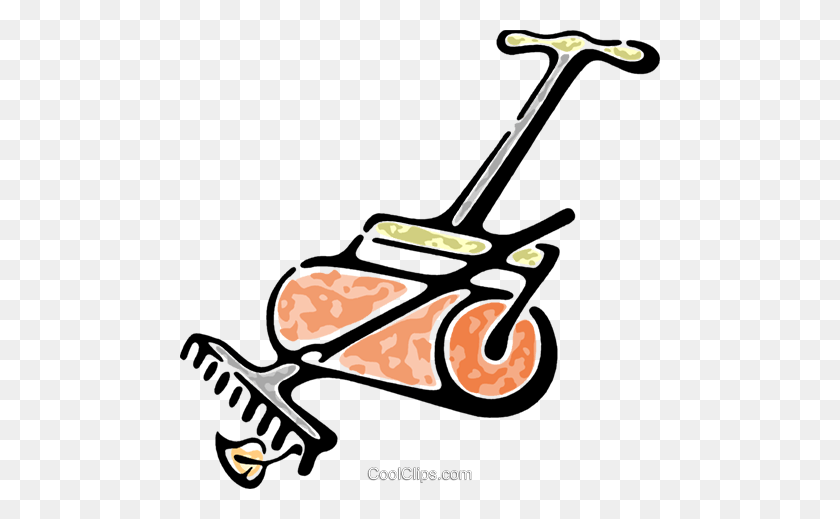 480x459 Lawn Roller And Rake Royalty Free Vector Clip Art Illustration - Segway Clipart
