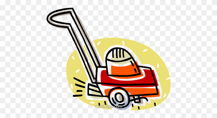 480x398 Lawnmower Royalty Free Vector Clip Art Illustration - Lawnmowers Clipart