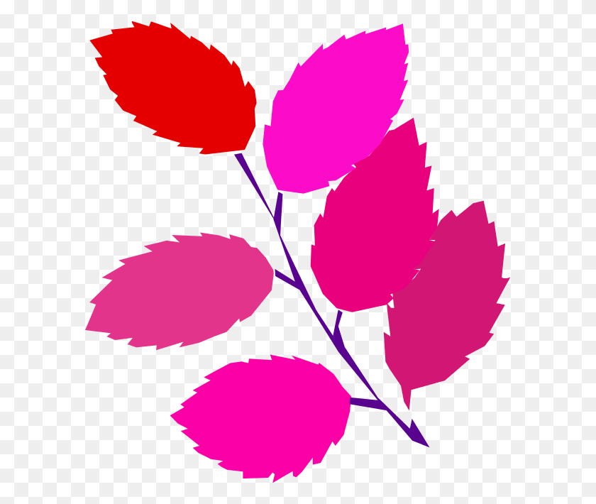 600x650 Leaf Clipart Pink Leaves - Watercolor Leaves Clipart