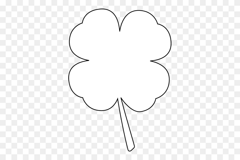 361x500 Leaf Clover Clipart Black And White - Four Leaf Clover Clip Art Black And White