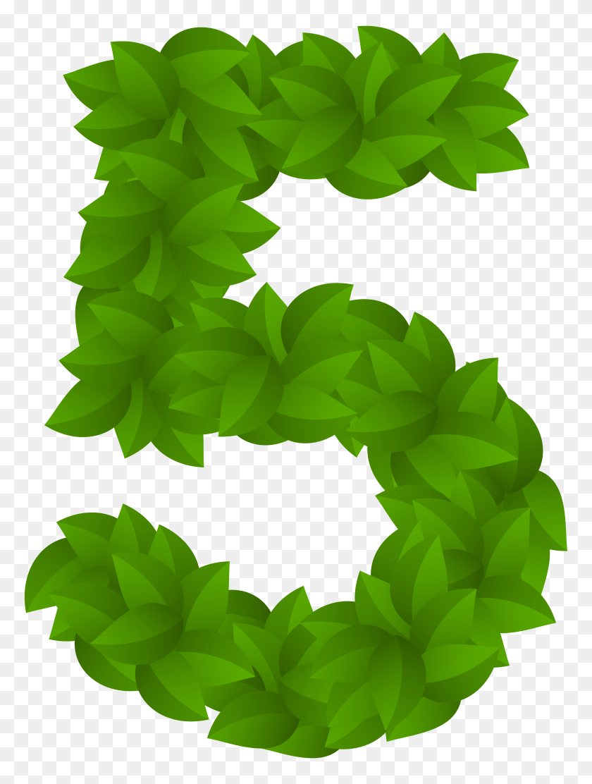 5931x8000 Leaf Number Five Green Png Clip Art - Green Leaves PNG