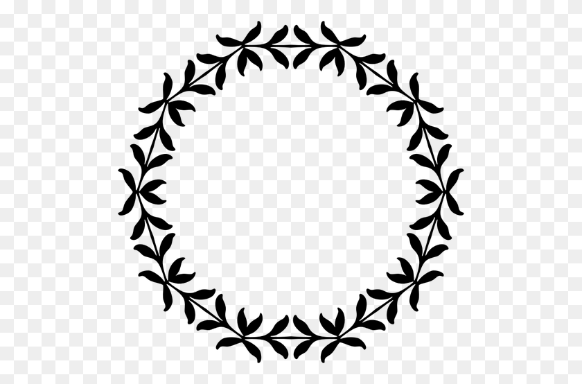 500x494 Leafy Wreath - Floral Wreath Clipart Black And White