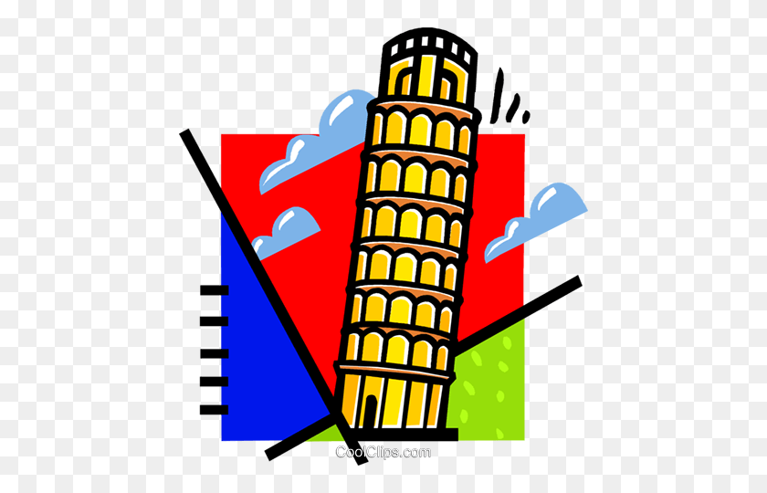 448x480 Leaning Tower Of Pisa Royalty Free Vector Clip Art Illustration - Tower Clipart