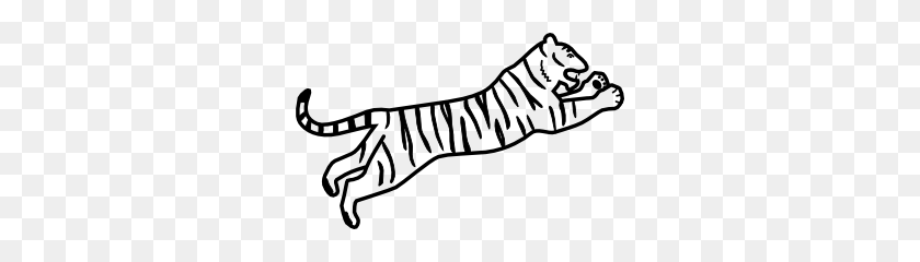 300x180 Прыгающий Тигр Графика Тигры Арт, Рисунки - Эму Клипарт
