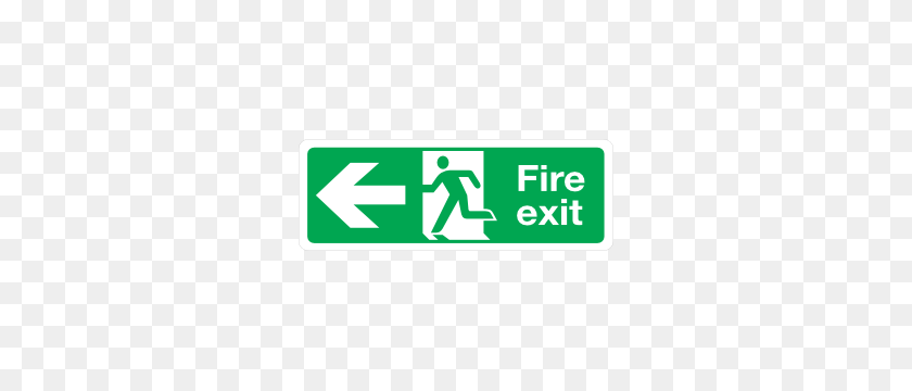 300x300 Left Fire Exit Sign Sticker - Exit Sign Clip Art