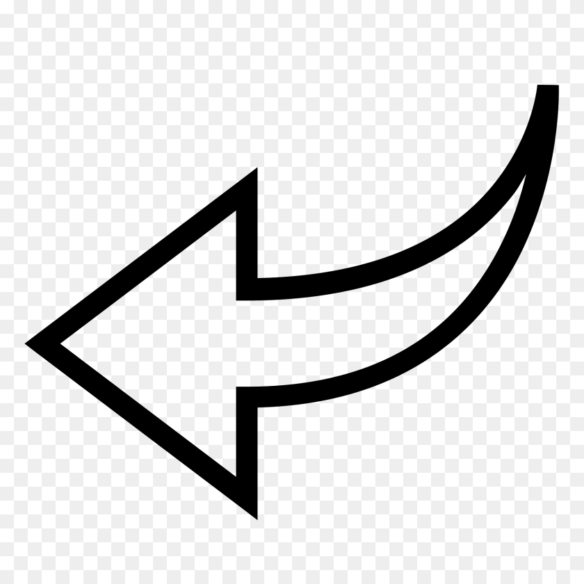 1600x1600 Left Icon - White Curved Arrow PNG