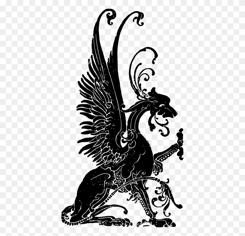 419x750 Легендарное Существо Петух Грифон Курица Птица - Петух Клипарт Черный И Белый