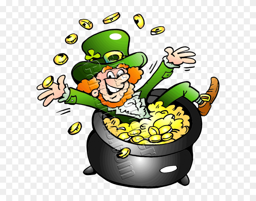 600x600 Leprechaun Sitting In Pot Of Gold - Pot Of Gold PNG