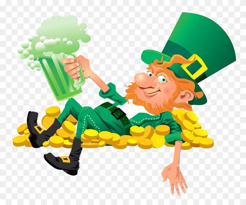 3500x2875 Leprechaun With Beer Png - Patrick PNG